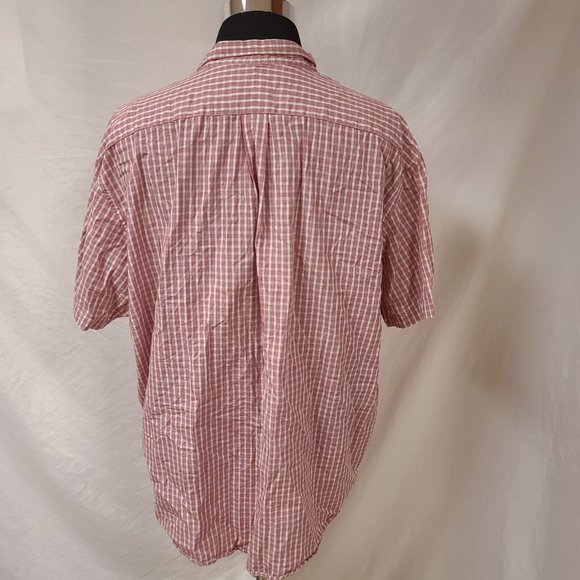 Steve and Barrys Mens XXXL Red Stripe Plaid Short Sleeve Button Up Shirt - Picture 6 of 12